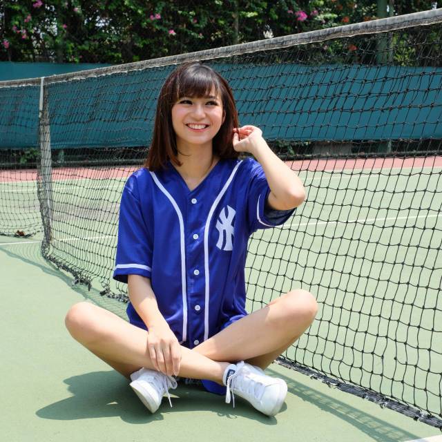 Baju baseball NY biru list putih