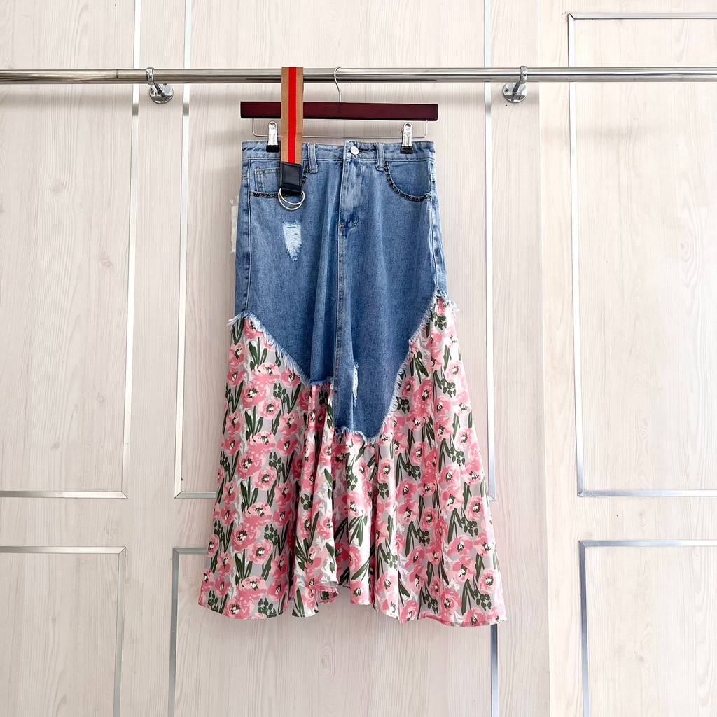 rok jeans mix katun