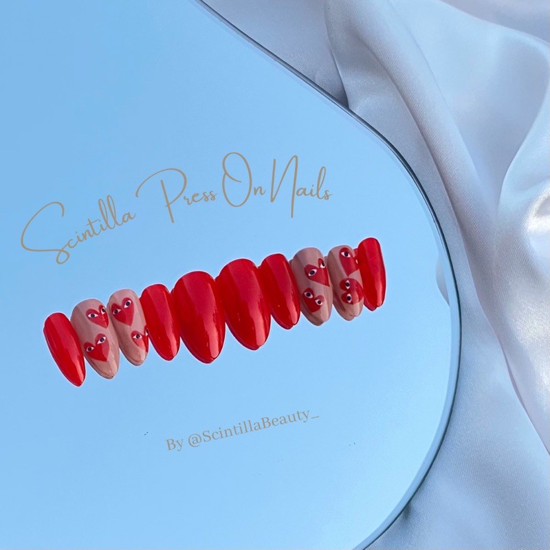 Red Vals Press On Nails