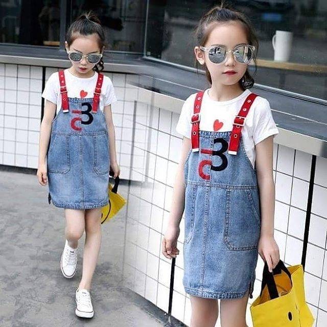 SETELAN OVERALL JEANS HEART
