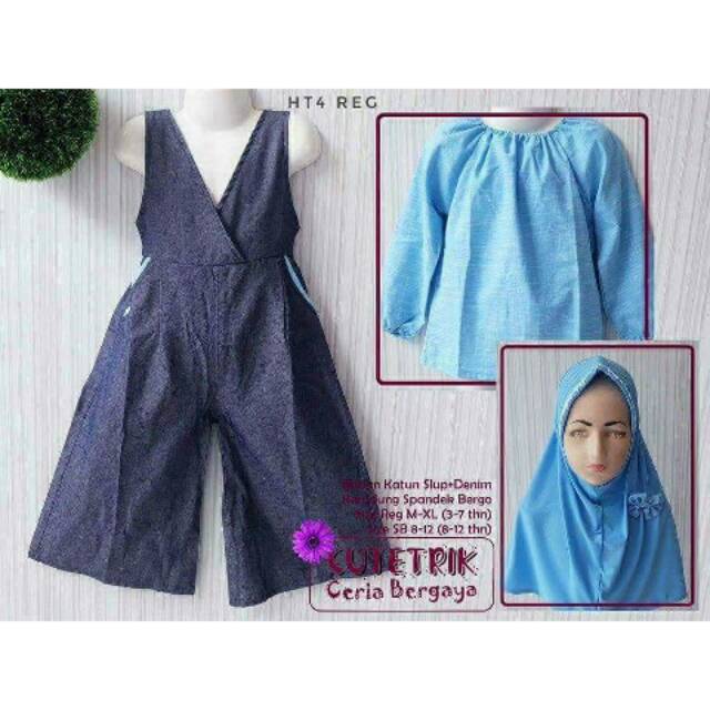 Set jumpsuit denim biru