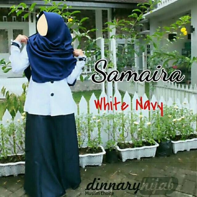 Gamis samaira dinnary white-navy