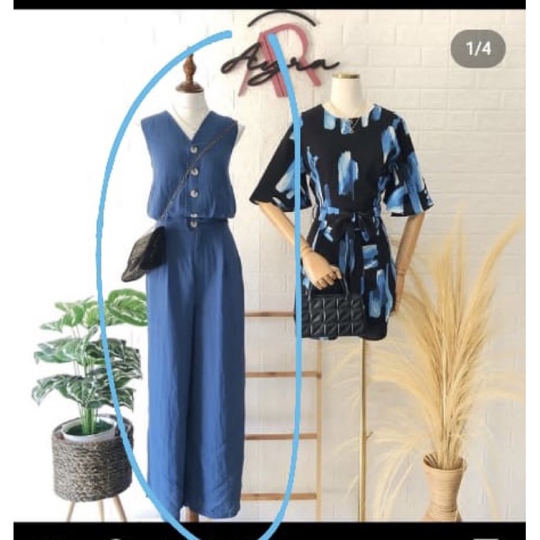 jumpsuit biru