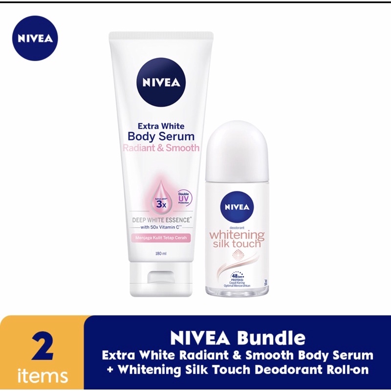 NIVEA Extra White Radiant & Smooth & Deodorant Silk Touch 50 ml - Bundle