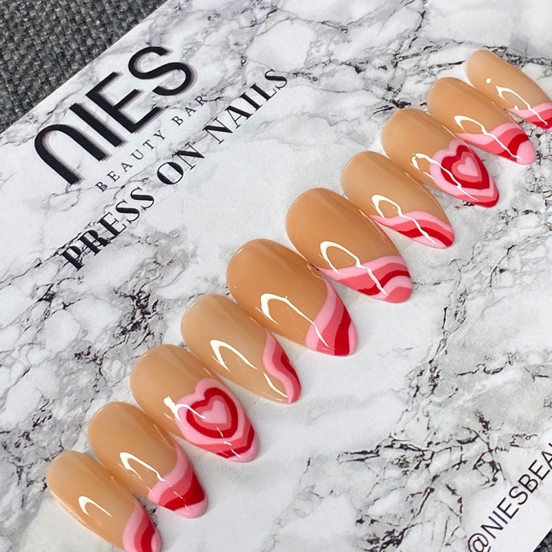 pink swirl press on nails