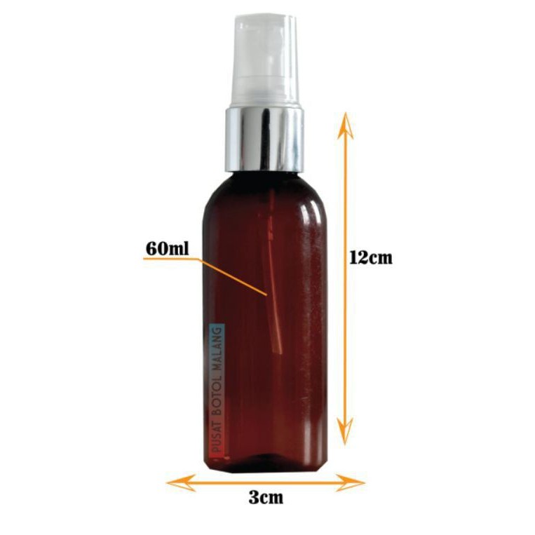 botol plastik 60ml spray (silver coklat)