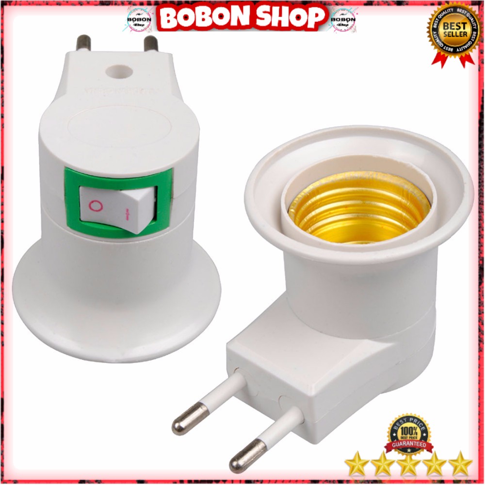 Fitting E27 Lampu Bohlam Portable EU Plug - White