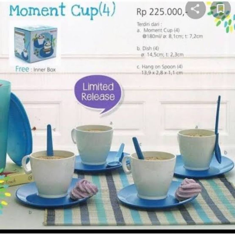 Blue white Moment Cup (4psc) || Tupperware