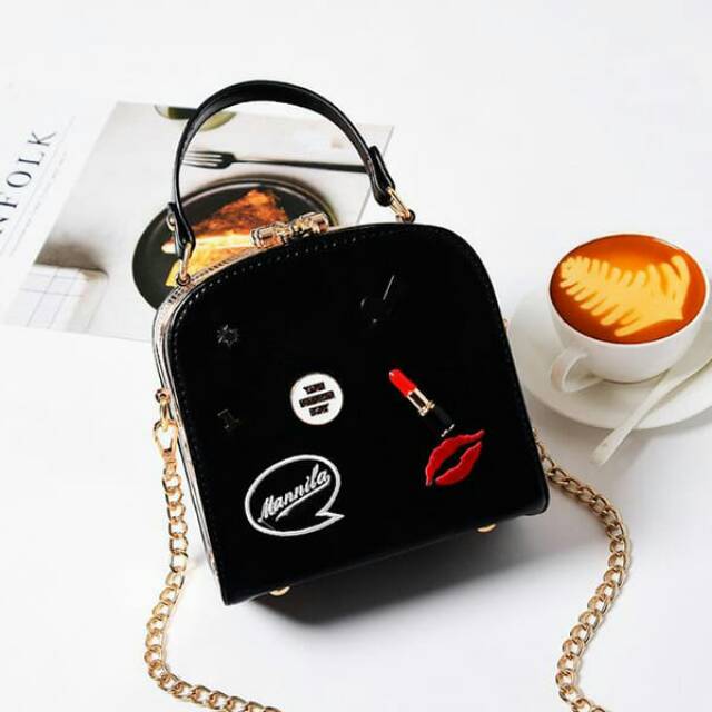 Mini Box Shoulder Bag Motif Kosmetik