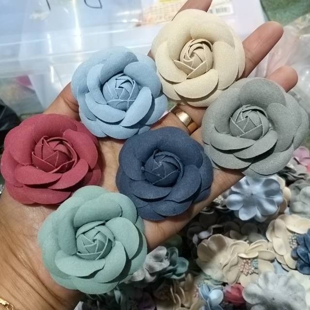 DIY | BUNGA SUEDE MAWAR | 5.5CM