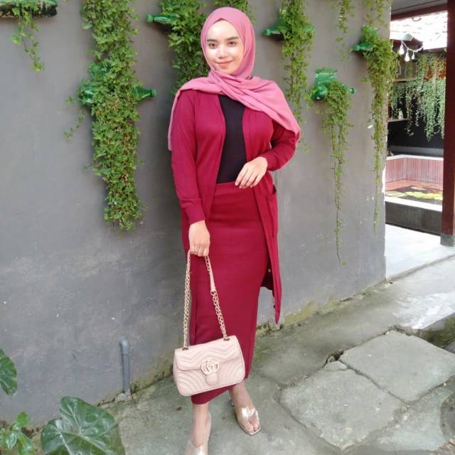 Set long cardi rajut