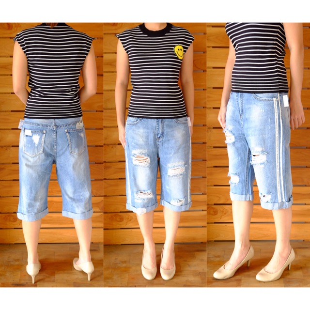 Ripped midi jeans