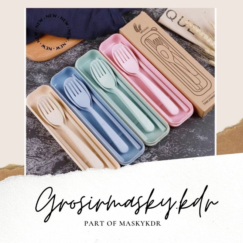 Sendok Candy set//Sendok garpu sumpit portable jerami