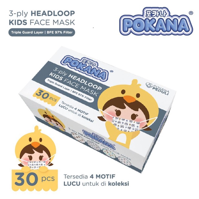 Masker Anak Pokana Headloop Isi 30
