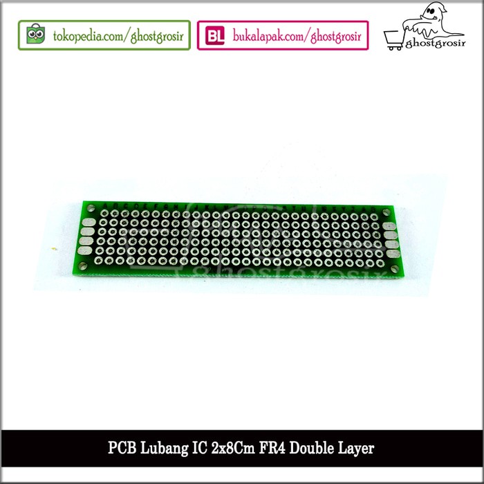 PCB Lubang IC 2x8Cm FR4 Double Layer