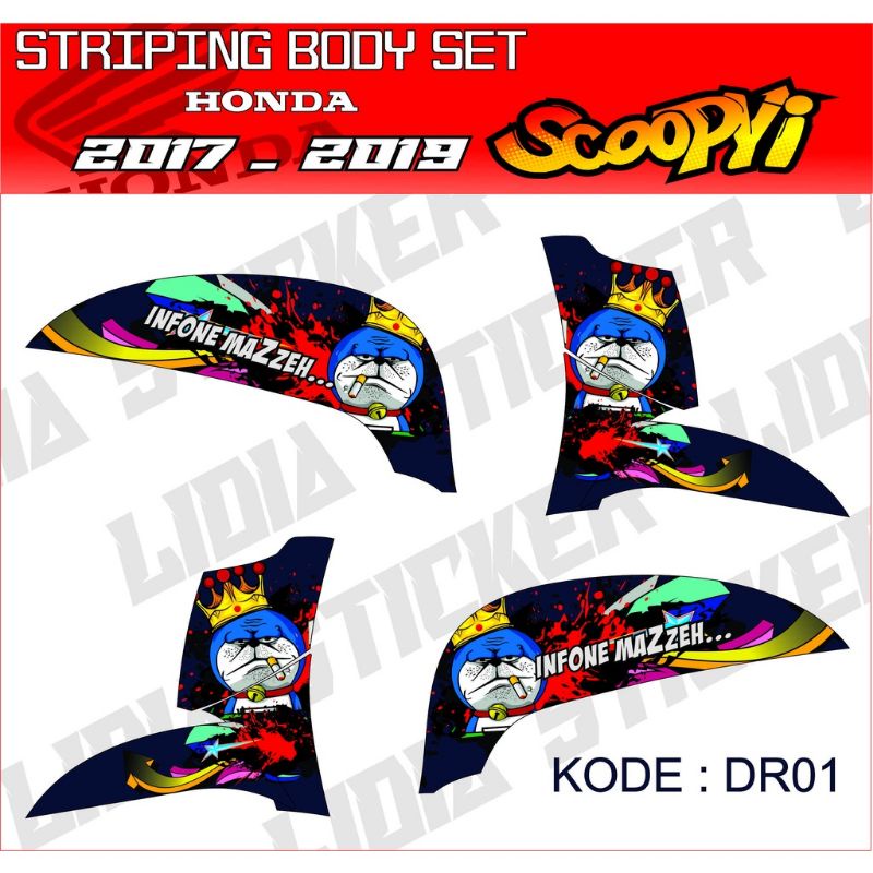 STICKER STRIPING SCOOPY DONAT DORAEMON