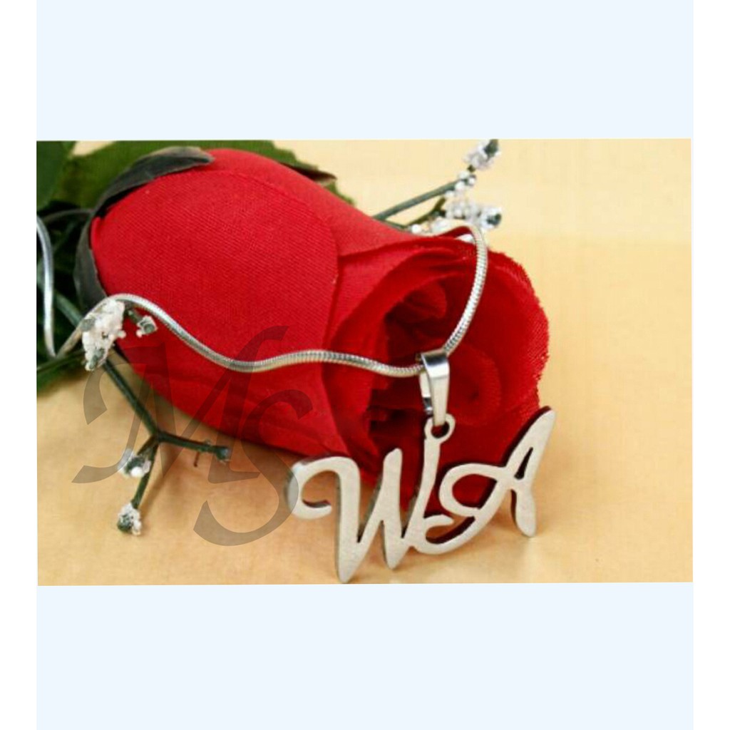 kalung titanium inisial monel silver