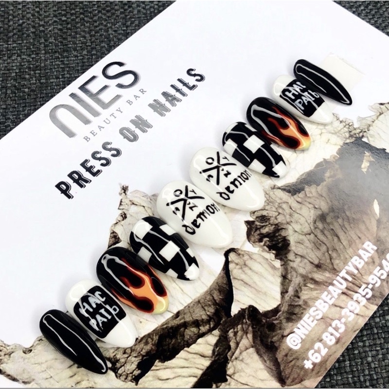 black demon press on nails