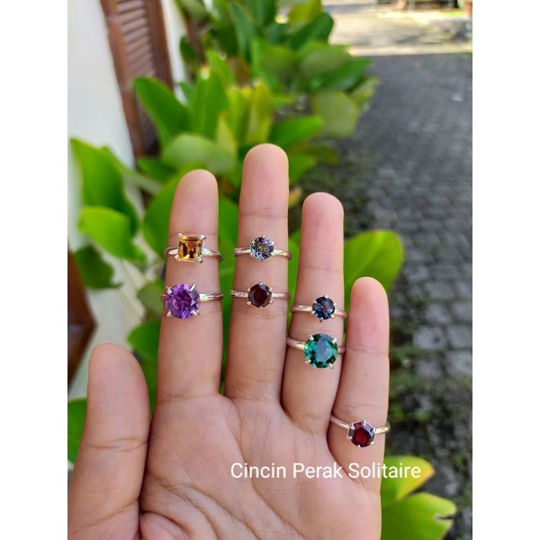 cincin perak solitaire permata