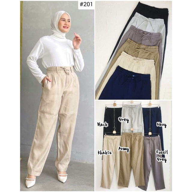 P201  ( LUCA basic colour high waist tw ill pants)