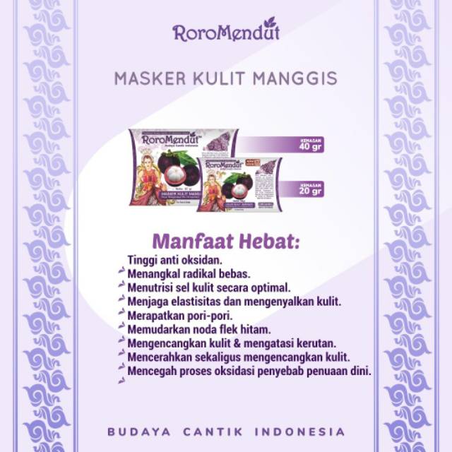 Roromendut Masker Kulit Manggis
