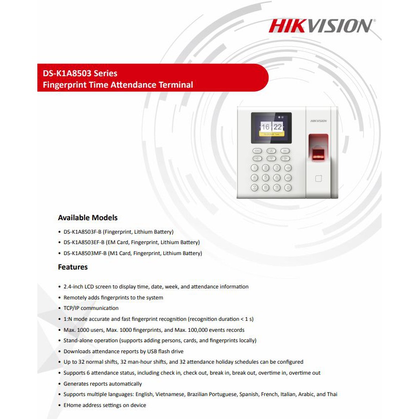 Hikvision Access Control DS-K1A8503EF