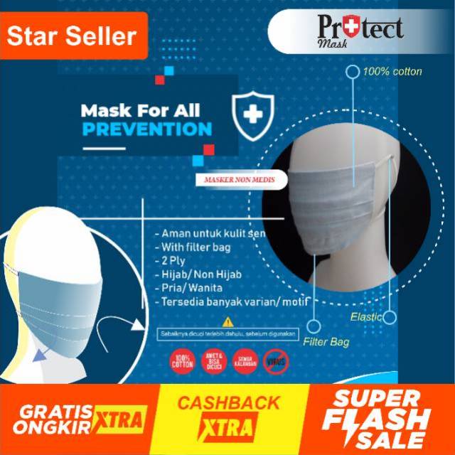 MASKER KATUN + FILTER BAG MOTIF