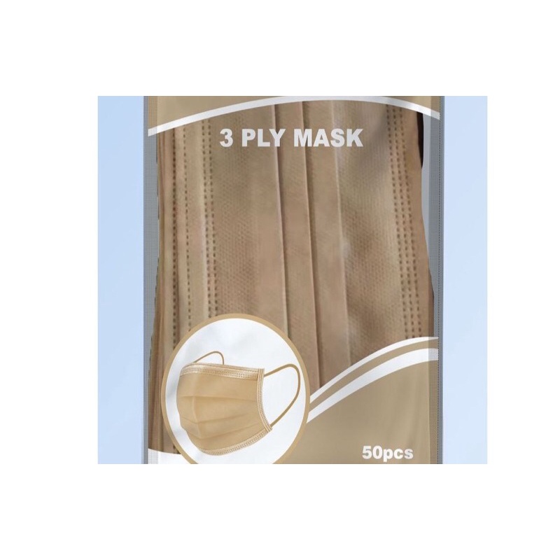 masker cream earloop 3 ply