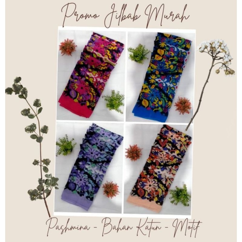 Kerudung pashmina motif