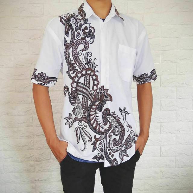 Batik pria kujang putih sogan