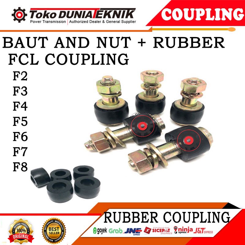 FCL F2 COUPLING BAUT + NUT + RUBBER COMPLETE SET
