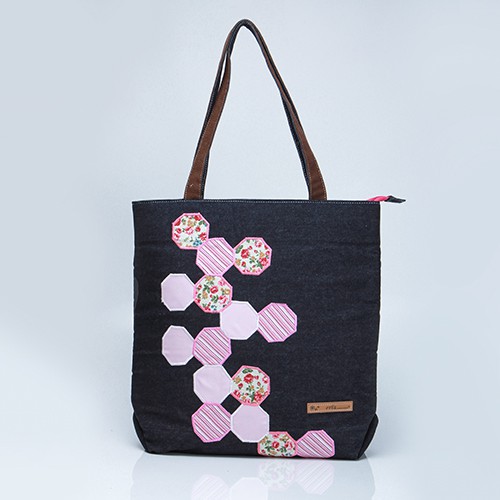 Tote Bag denim Hexa Erfa Handmade