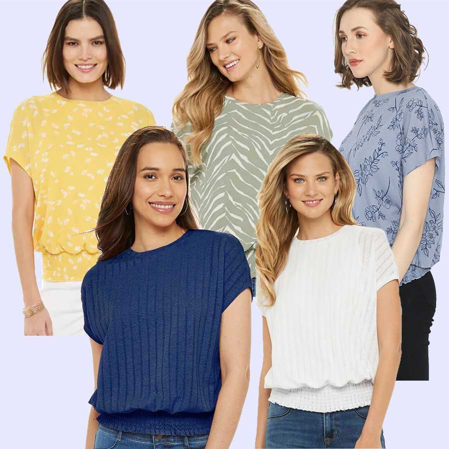APT9 smocked hem & halfshoulder