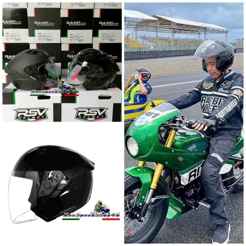 RSV SV300 SOLID DOUBLE VISOR BLACK DOFF BLACK WHITE