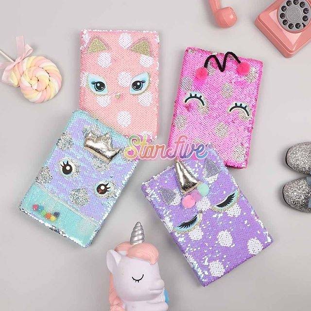 NOTEBOOK DIARY SEQUIN STARFIVE - BUKU DIARY ANAK LUCU