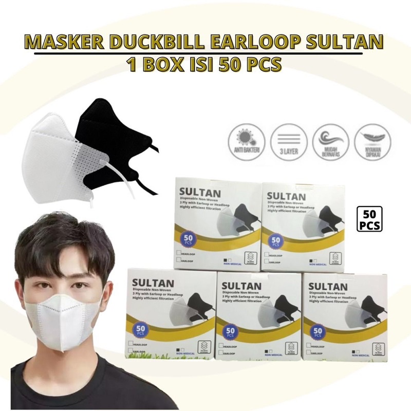 Masker Duckbill Earloop Sultan 1Box Isi 50PCS