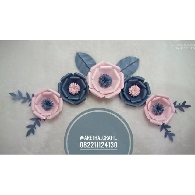 Paper flower peach & dark grey