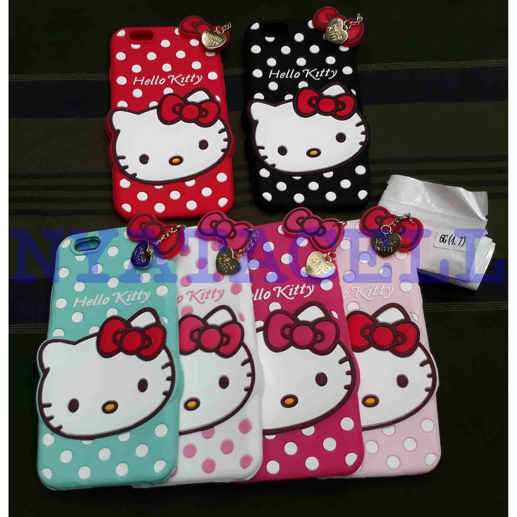 Case 3D Hello Kitty Iphone 6/6G/6S /Casing/Karakter/Softcase/Boneka/4D