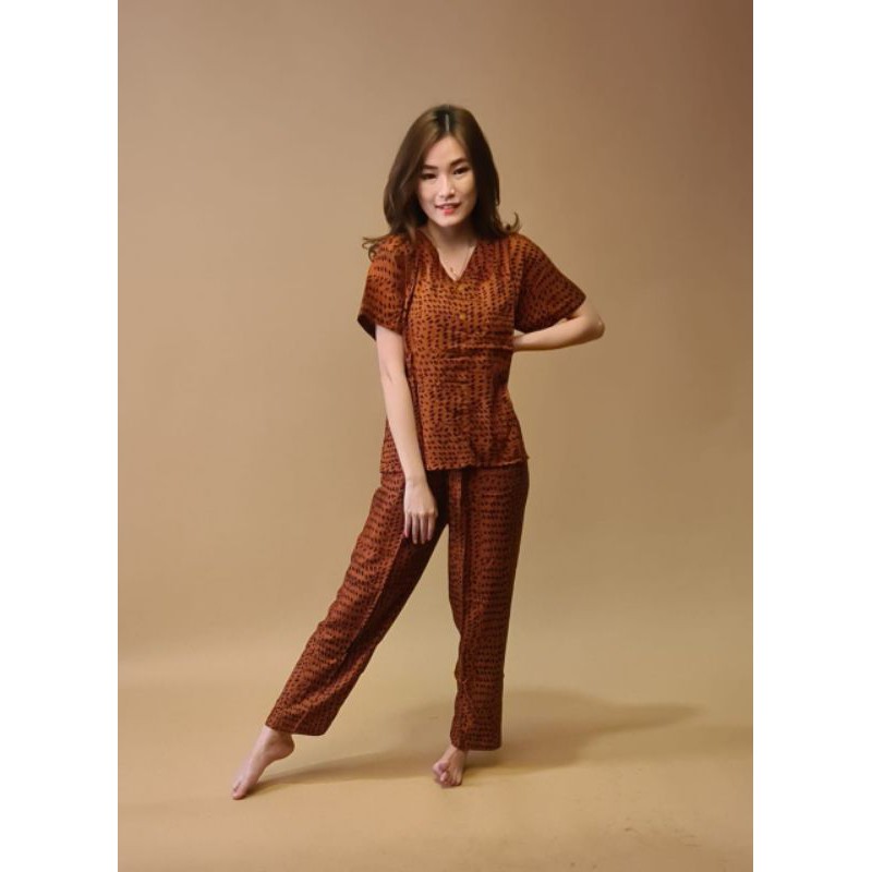 cheetah set kerah v pakai kancing