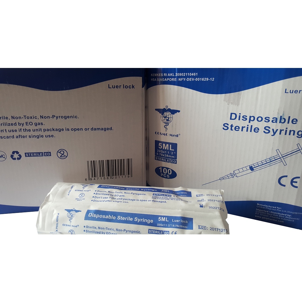 Disposable syringe 5 cc/mL