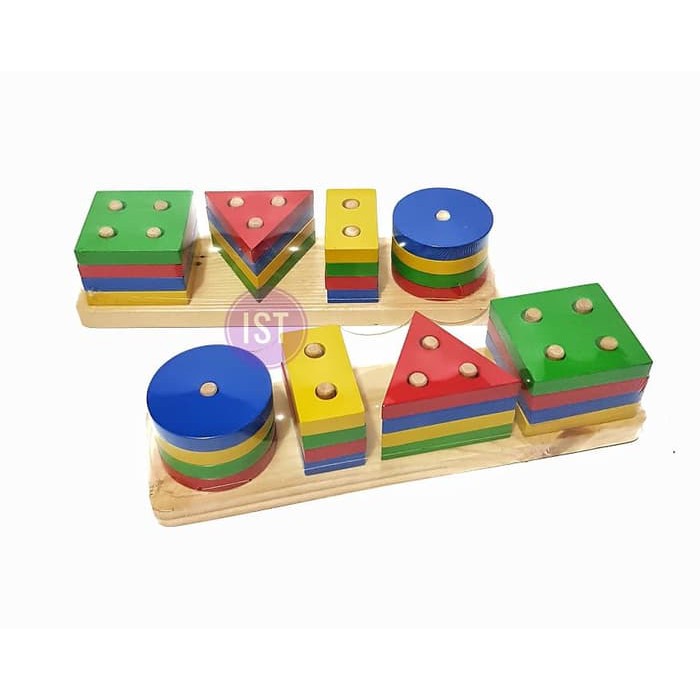 Promo Mainan Edukatif Kayu Geometri Basic Shape 4 Bentuk Murah