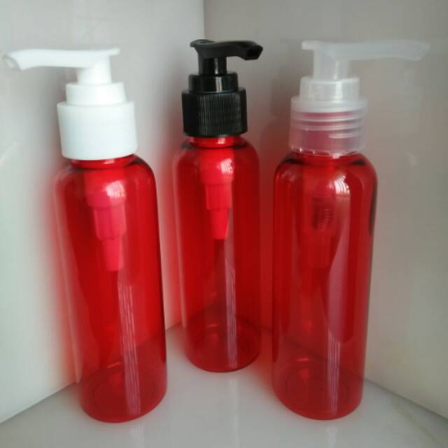 Botol PET 100 ml merah pump