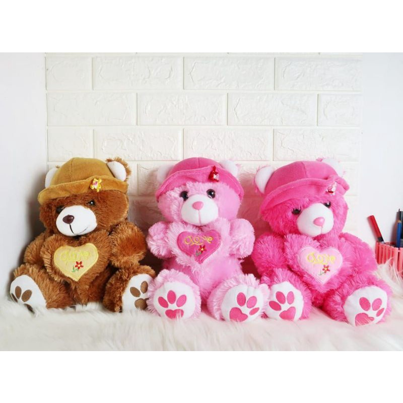 Boneka Bear Topi Love 35 cm