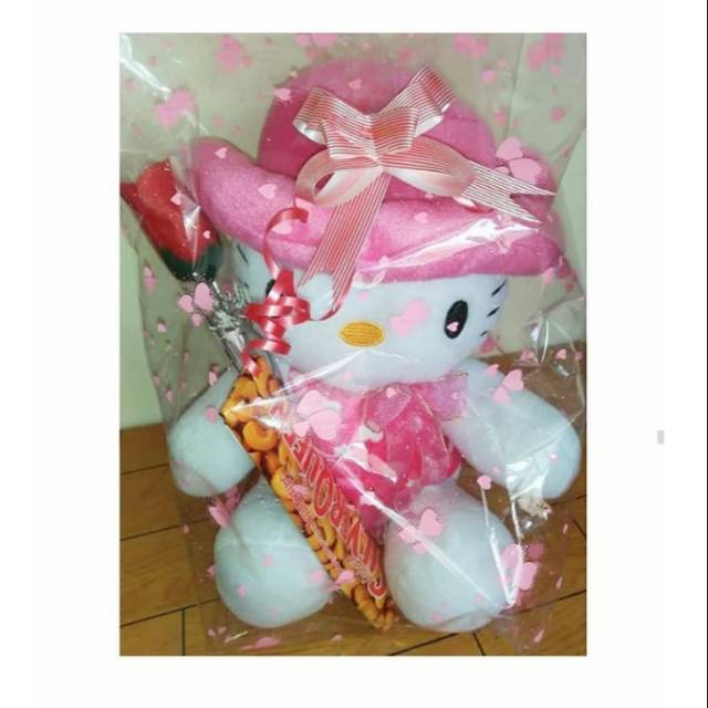 HADIAH BONEKA COKLAT BUNGA BONEKA VALENTIN BONEKA BUNGA DAN COKLAT HELLOKITY TOPI