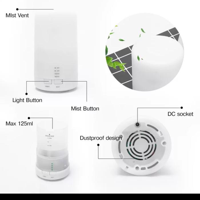 Tabung Diffuser Humidifier Aromaterapi Young Lampu Tidur Led - White