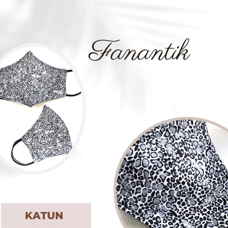 Masker Kain 3ply motif leopard Earloop&Headloop
