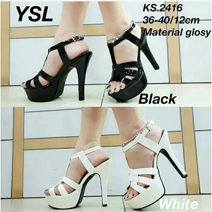 YSL White High Heels