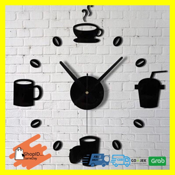 Jam Dinding DIY Giant Wall Model Kopi Cafe