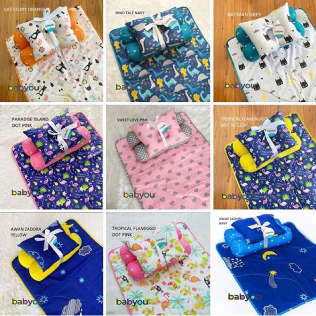 MATRAS PERLAK SET BANTAL GULING BAYI 4IN1