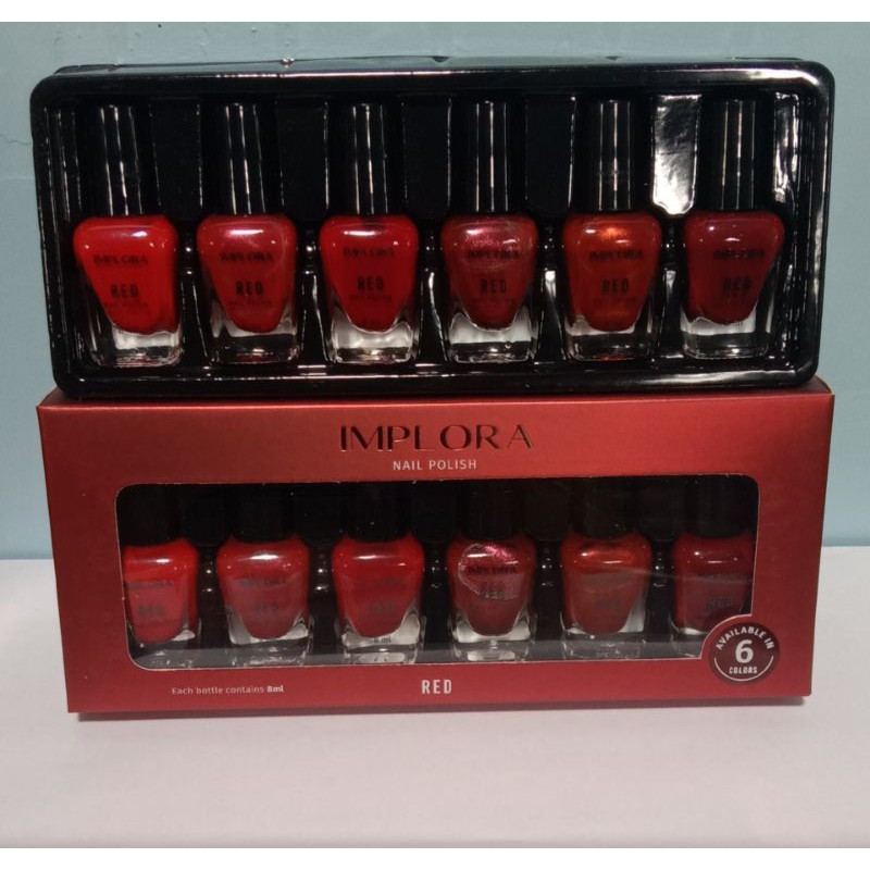 NAIL POLISH IMPLORA RED 8ML DIJUAL PERBOX (6PCS)